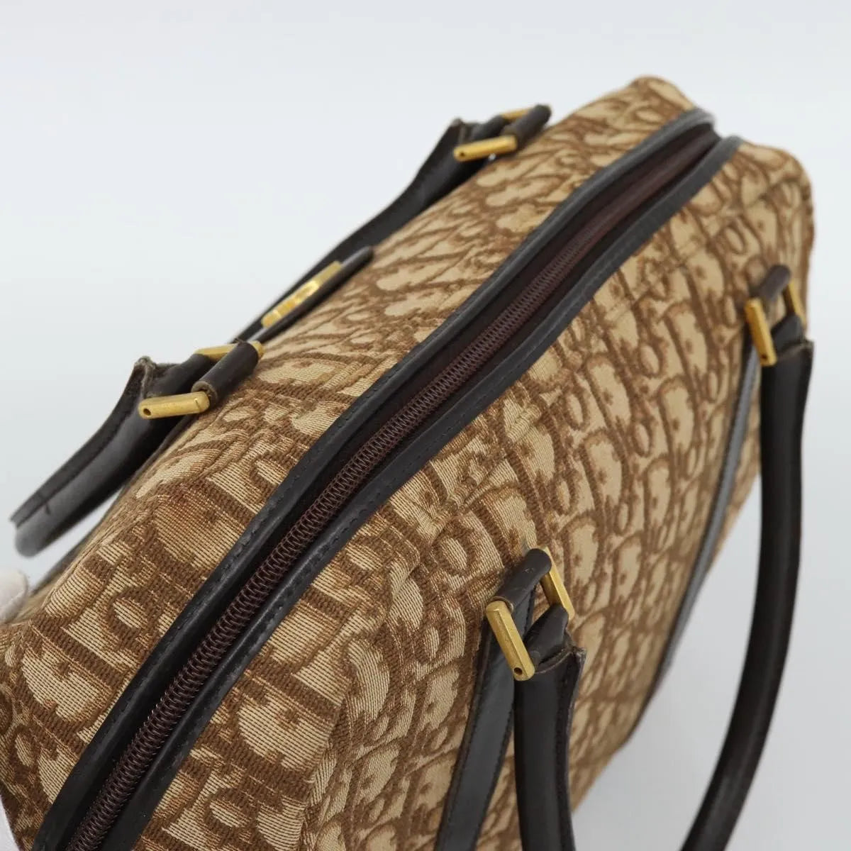 Christian Dior Vintage CD Trotter Canvas, Brown, Canvas, Handbag
