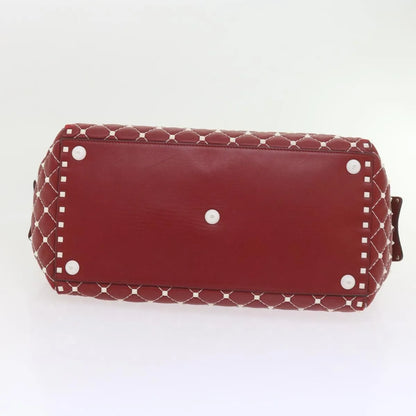 Valentino Garavani Free Rockstud Spike Duffle Quilted Leather, Red, Leather, Shoulder Bag