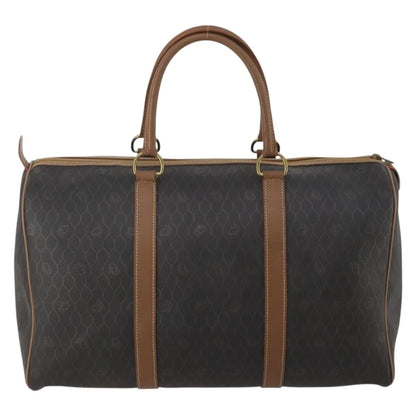 Christian Dior Vintage Honeycomb Boston Canvas and Leather, Black, Canvas, Travel Bag