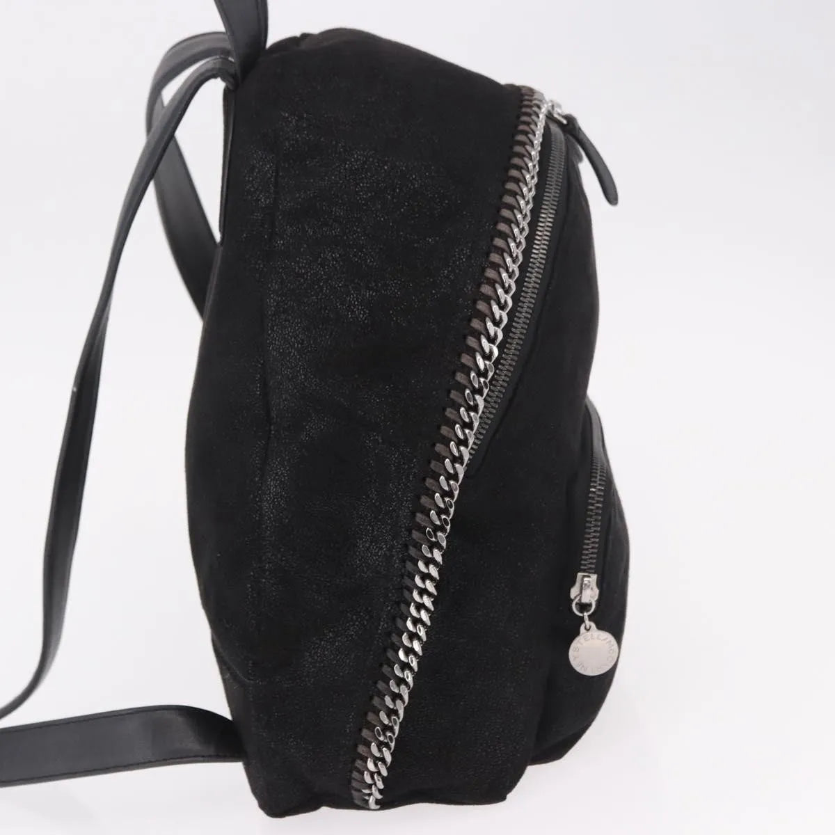 Stella McCartney Falabella Front Zip Shaggy Deer, Black, Polyester, Backpack