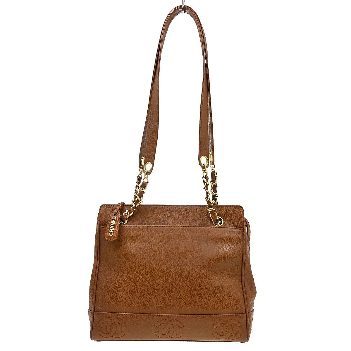 Chanel Vintage Stitched CC Caviar, Brown, Leather, Shoulder Bag