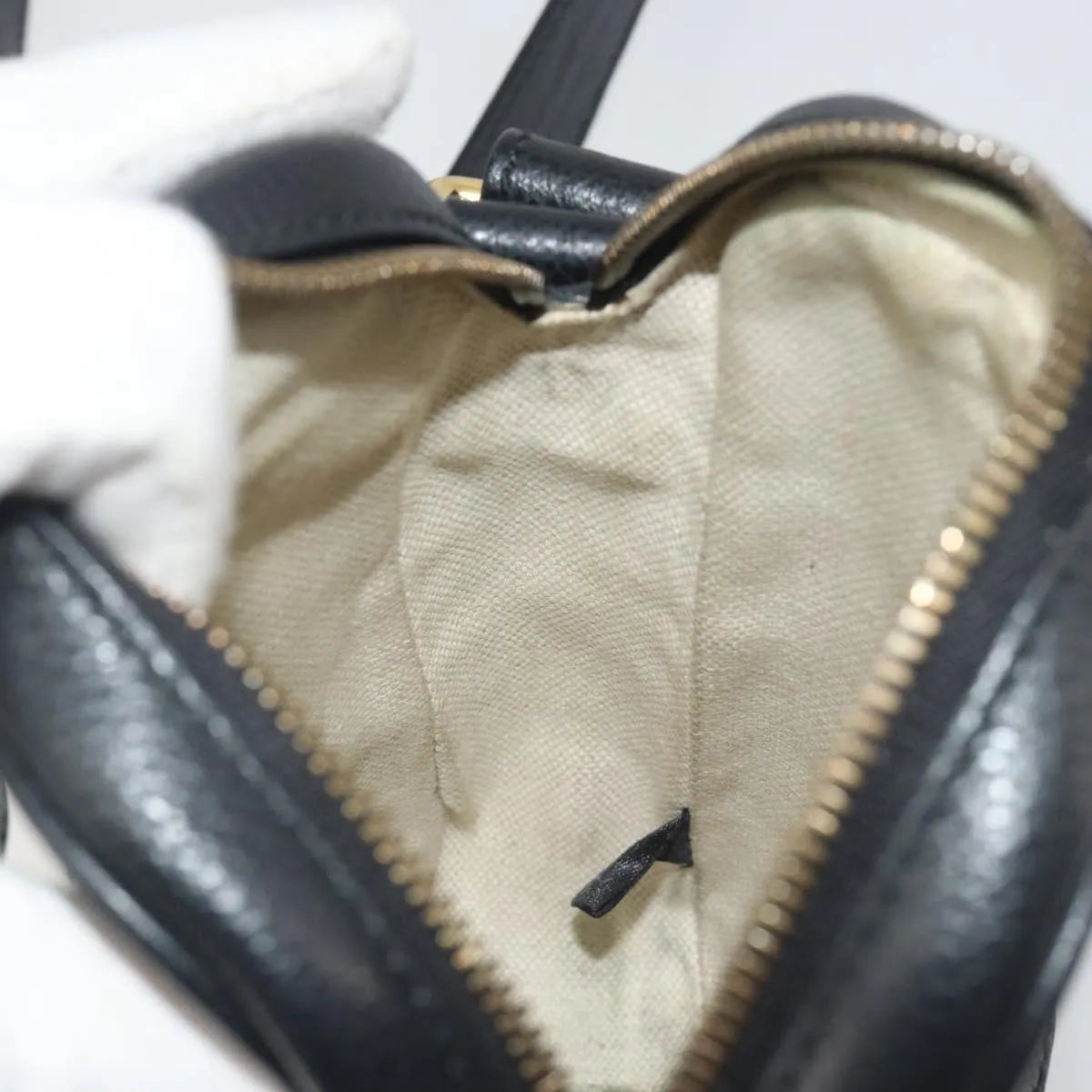 Gucci Logo Zip Messenger Printed Leather, Black, Leather, Clutch