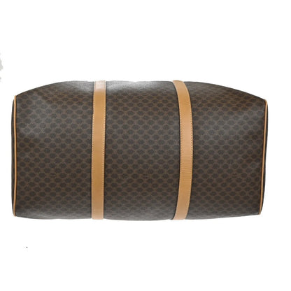 Celine Vintage Duffle Macadam Coated Canvas, Brown, PVC, Travel Bag