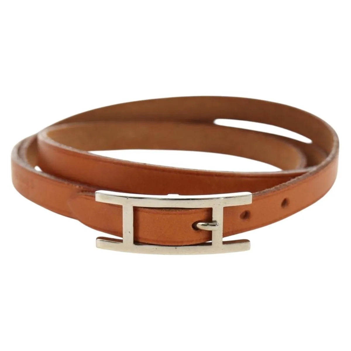 Hermes Hapi 3 Leather with Metal, Brown, Leather, Bracelet