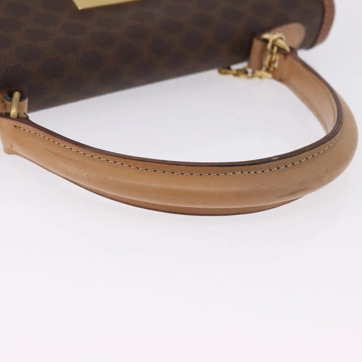 Celine Vintage Macadam Canvas and Leather, Brown, Canvas, Handbag