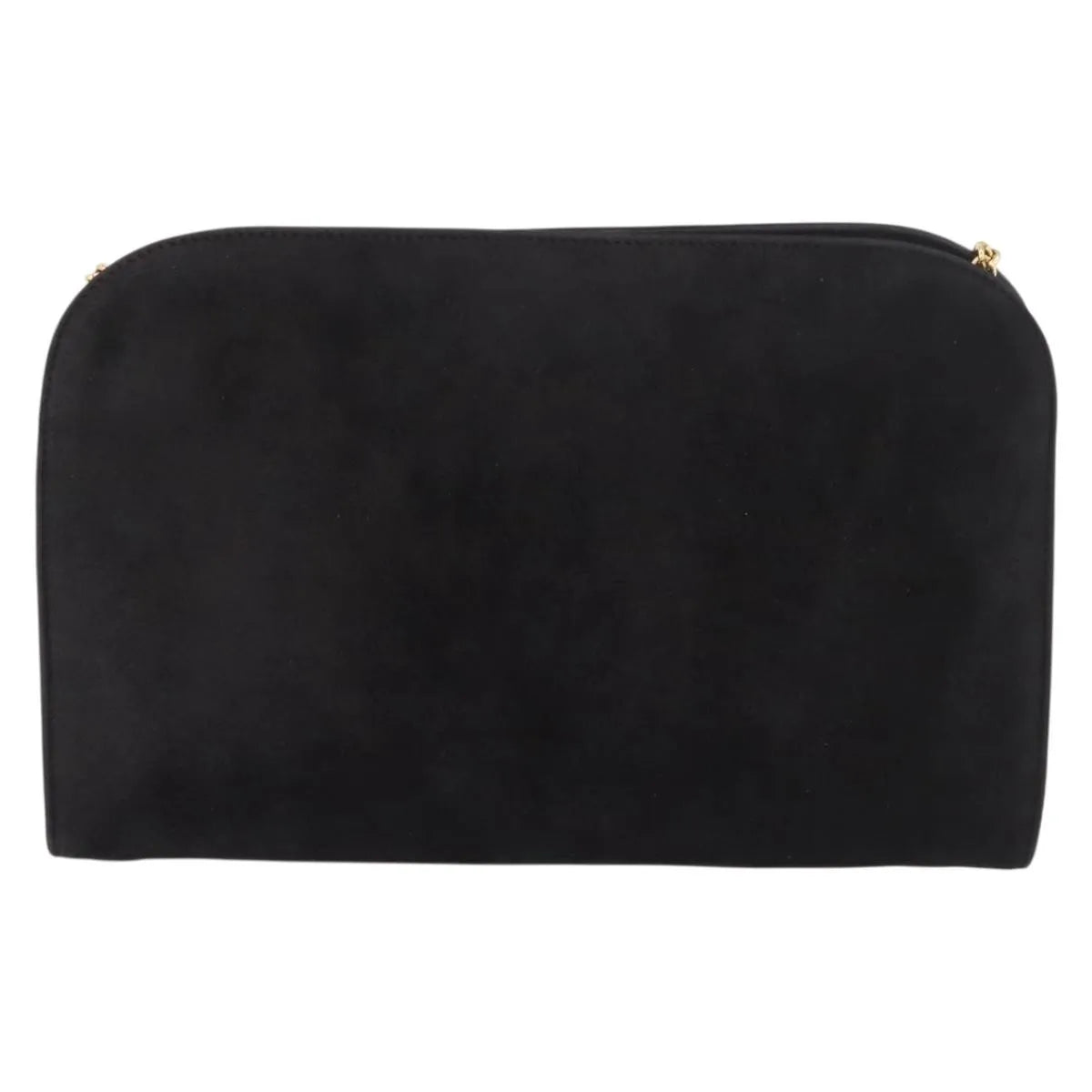 Salvatore Ferragamo Gancini Chain Suede, Black, Suede, Shoulder Bag