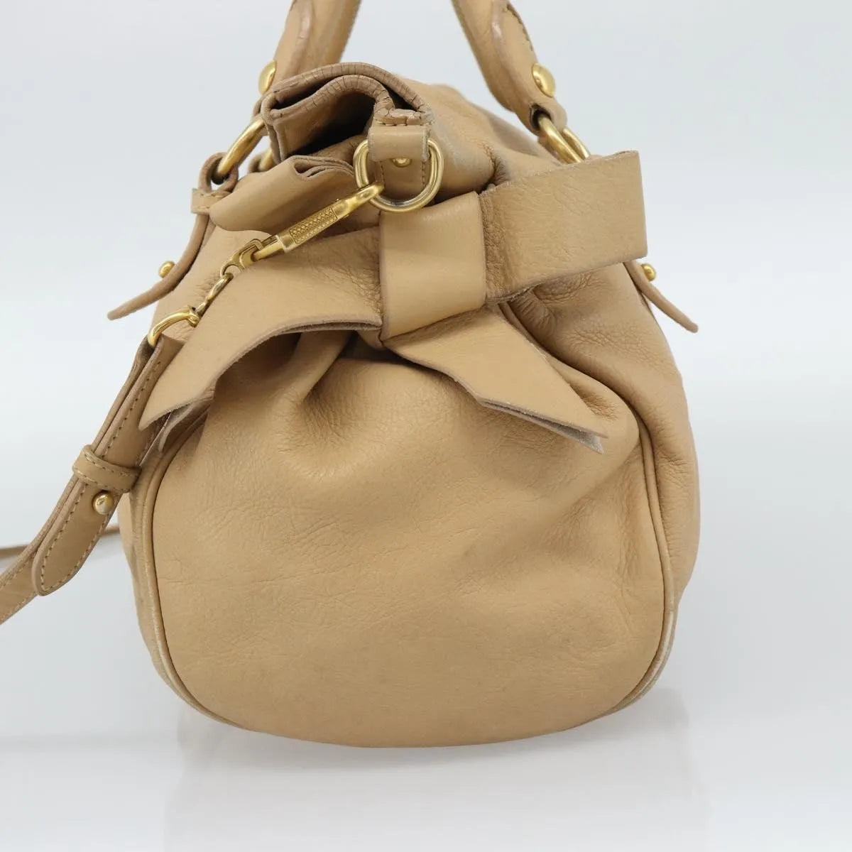 Miu Miu Convertible Satchel Leather, Beige, Leather, Handbag