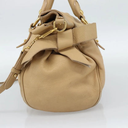 Miu Miu Convertible Satchel Leather, Beige, Leather, Handbag