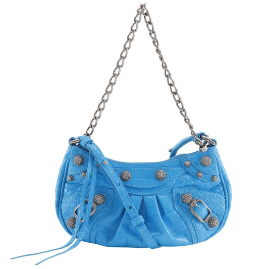 Balenciaga Shoulder PVC, Blue, Leather, Shoulder Bag