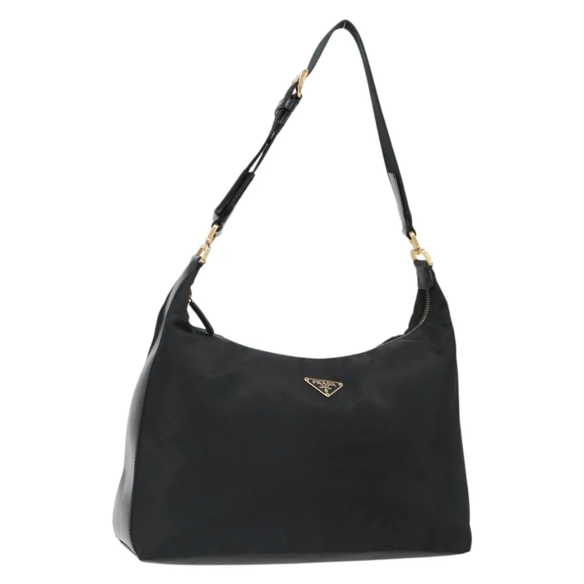 Prada Shoulder Python, Black, Nylon, Shoulder Bag