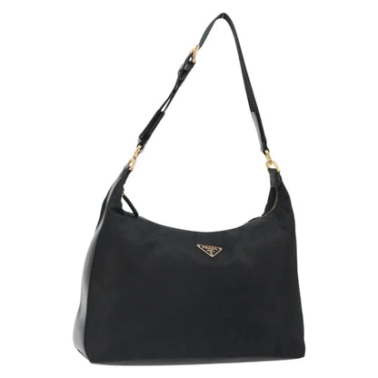 Prada Shoulder Python, Black, Nylon, Shoulder Bag