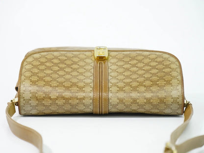 Celine Vintage Macadam Canvas and Leather, Beige, Canvas, Shoulder Bag