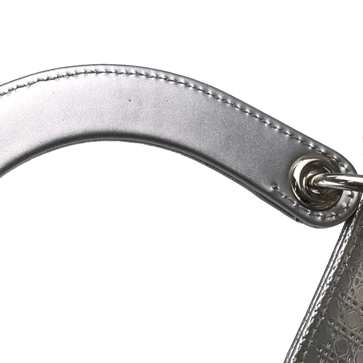 Christian Dior Lady Dior Micro Cannage Metallic Calfskin, Silver, Calfskin, Handbag