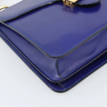 Celine Vintage Carriage Top Handle Leather, Blue, Leather, Handbag