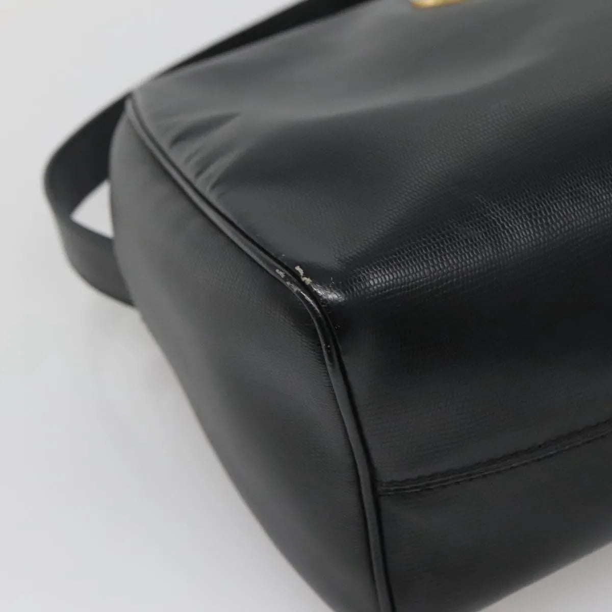 Celine Circle Logo Leather, Black, Leather, Handbag