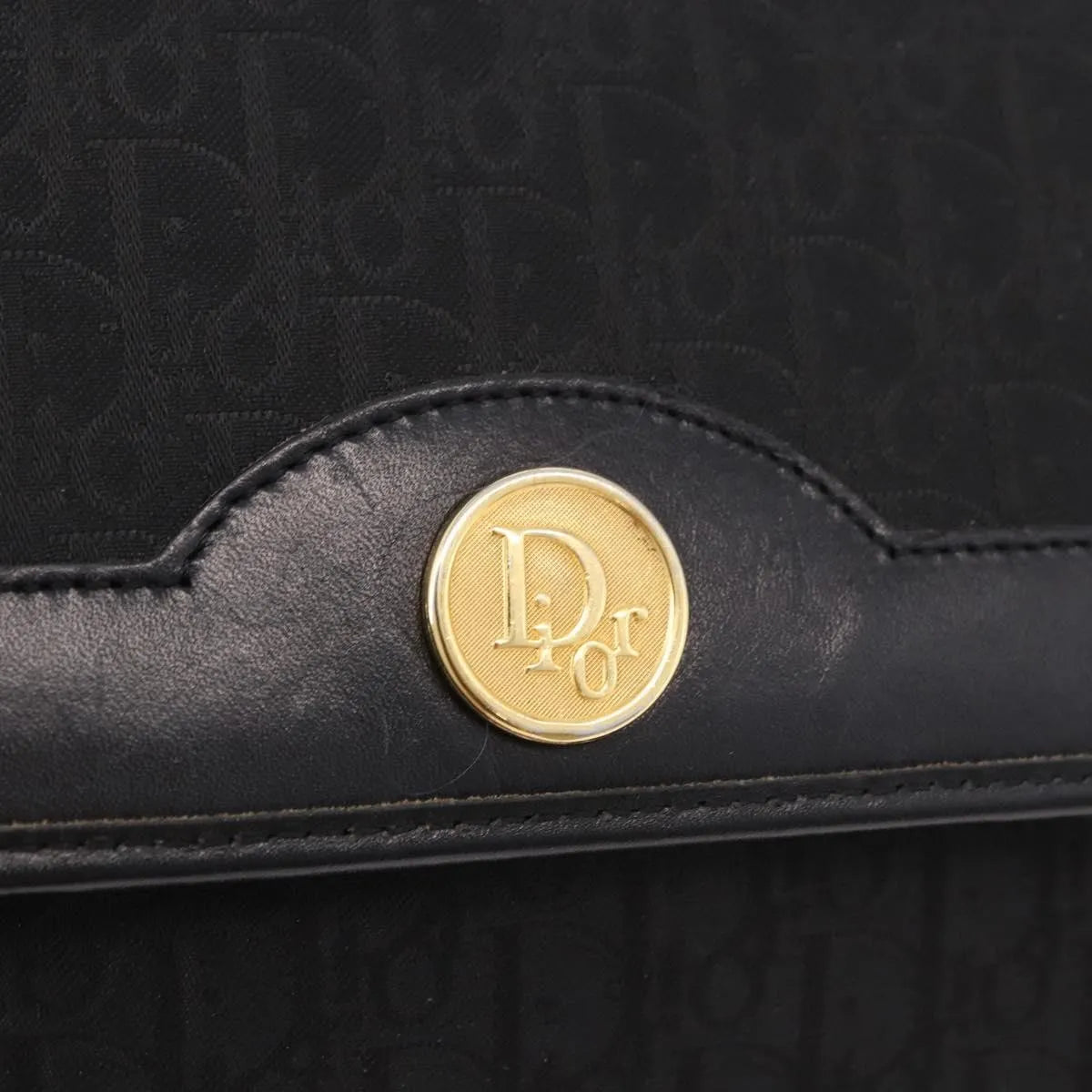 Christian Dior Vintage Honeycomb chain Canvas, Black, Canvas, Shoulder Bag