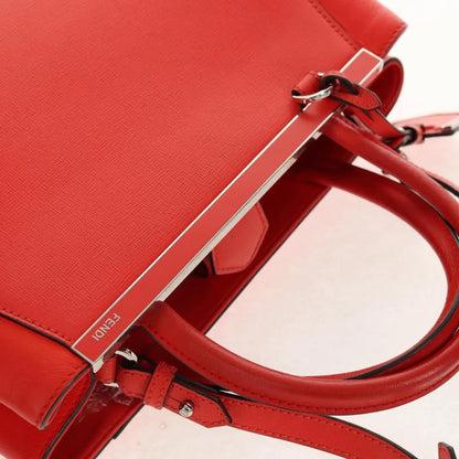 Fendi 2Jours Leather, Red, Leather, Tote Bag
