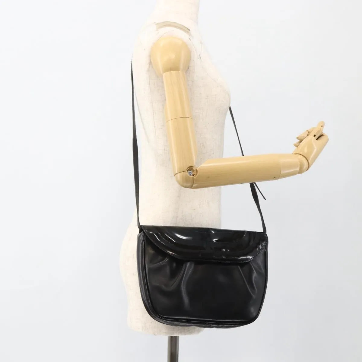 Salvatore Ferragamo Flap Shoulder Patent leather, Black, Patent Leather, Shoulder Bag