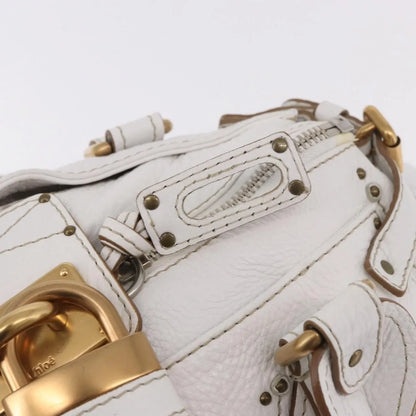 Chloe Paddington Lock Leather, White, Leather, Handbag