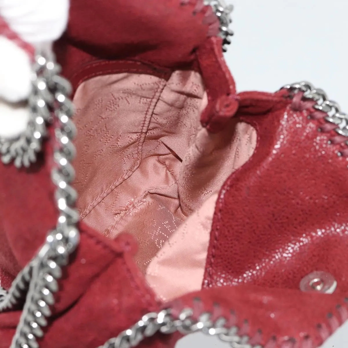 Stella McCartney Falabella Fold Over Clutch Faux Leather, Burgundy, Polyester, Crossbody Bag