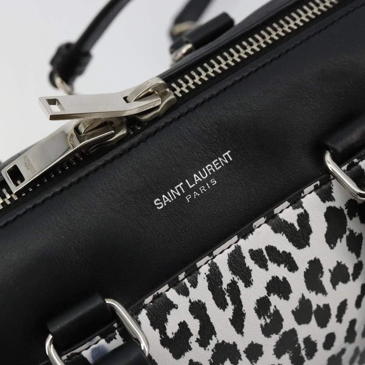 Saint Laurent Classic Baby Duffle Printed Leather, Black, Leather, Handbag