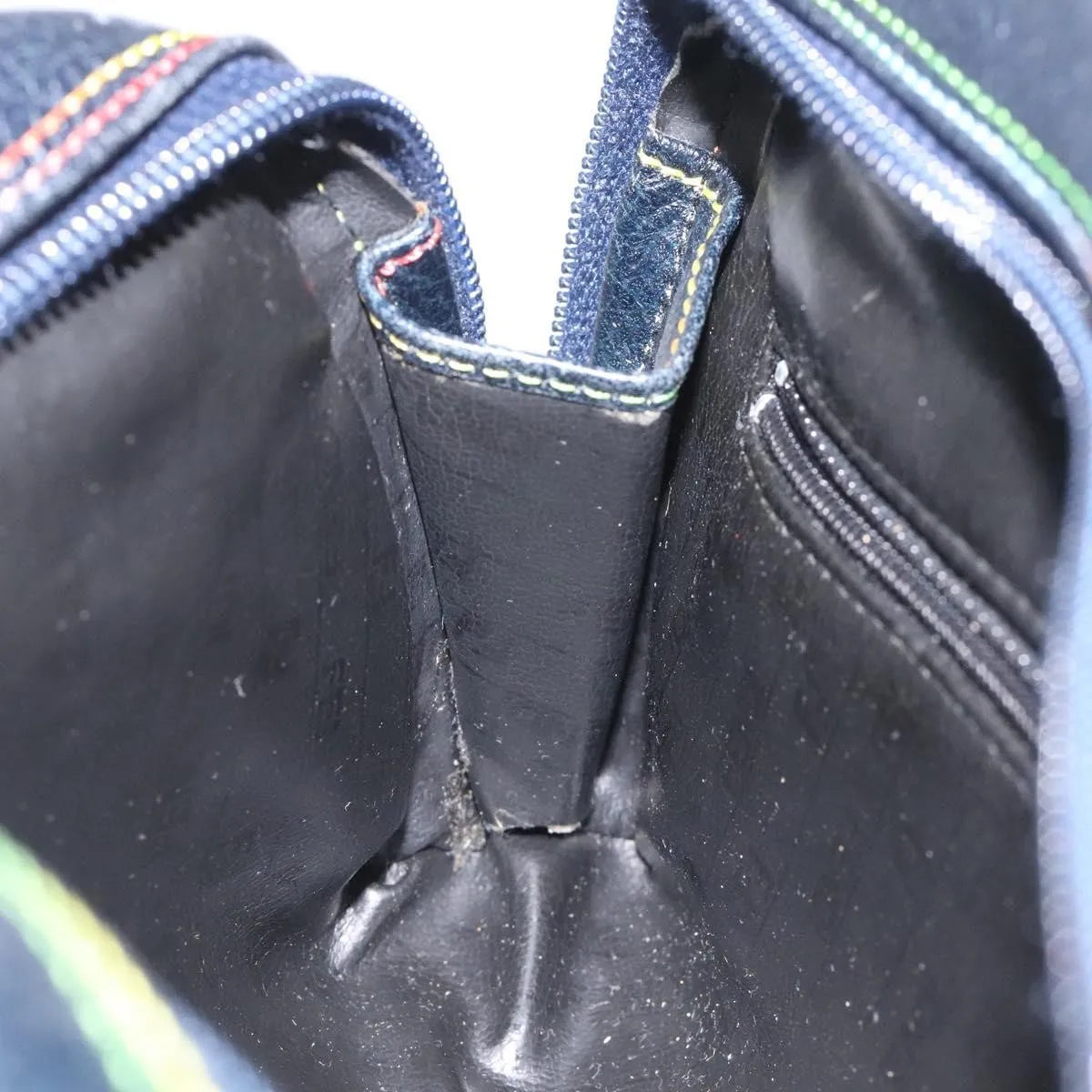 Fendi Vintage Zip Leather, Navy, Leather, Shoulder Bag
