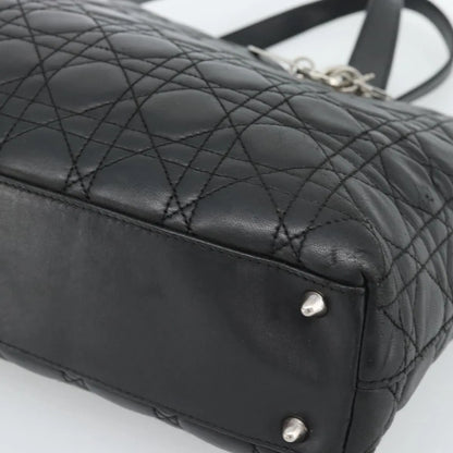 Christian Dior Vintage Lady Dior Tote Cannage Quilt Lambskin, Black, Leather, Tote Bag