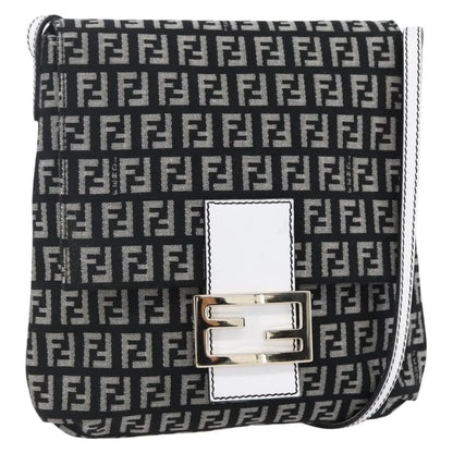 Fendi Vintage Flap Zucchino Canvas, Black, Canvas, Shoulder Bag