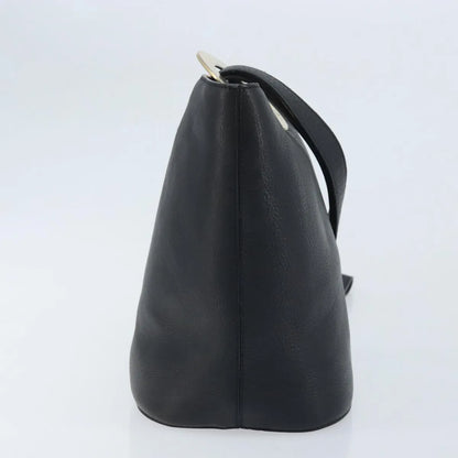 Celine Circle Logo Leather, Black, Leather, Handbag