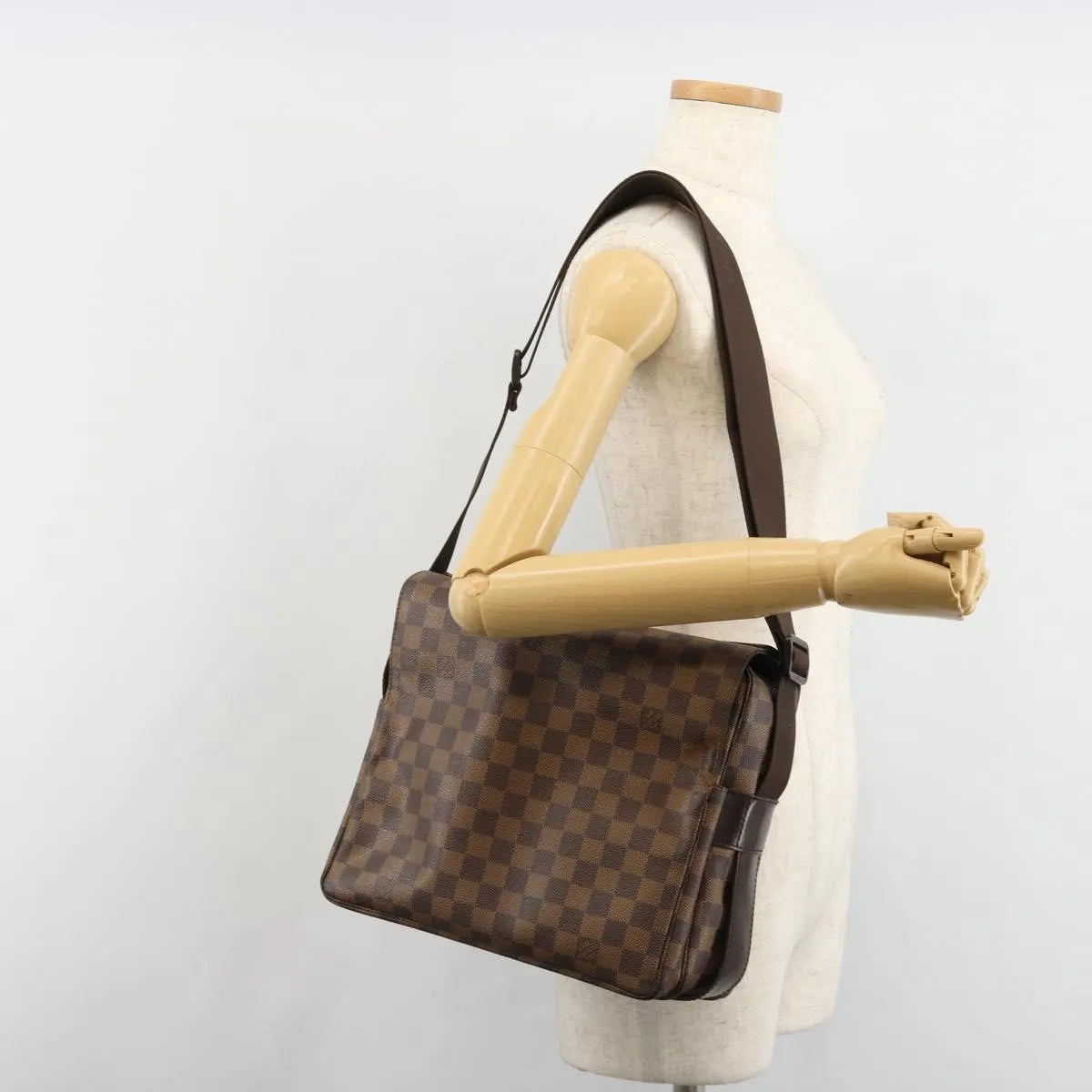 Louis Vuitton Naviglio Damier, Brown, Canvas, Shoulder Bag