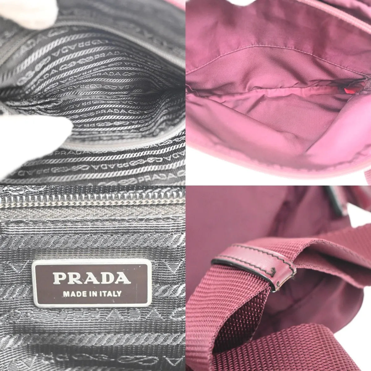 Prada Messenger Printed Tessuto, Red, Nylon, Crossbody Bag