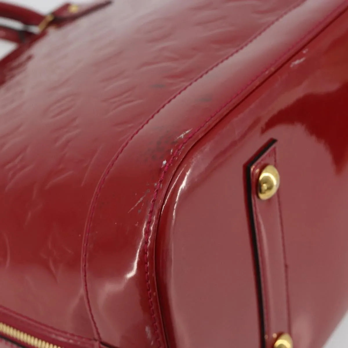 Louis Vuitton Alma Monogram Vernis, Red, Patent Leather, Handbag