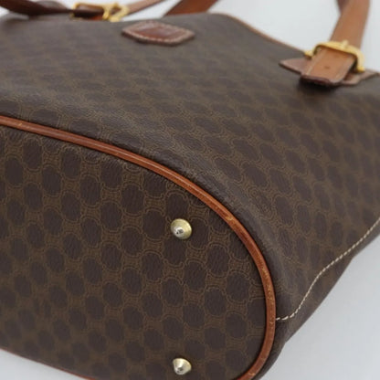Celine Vintage Macadam Canvas and Leather, Brown, Canvas, Tote Bag