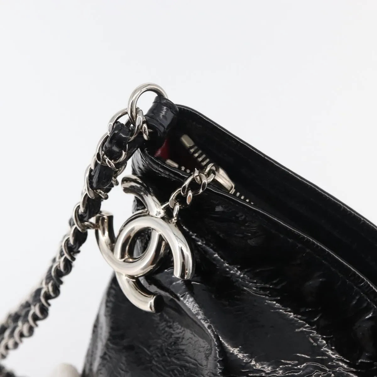 Chanel Bon Bon Pyramid Wristlet Patent, Black, Patent Leather, Shoulder Bag