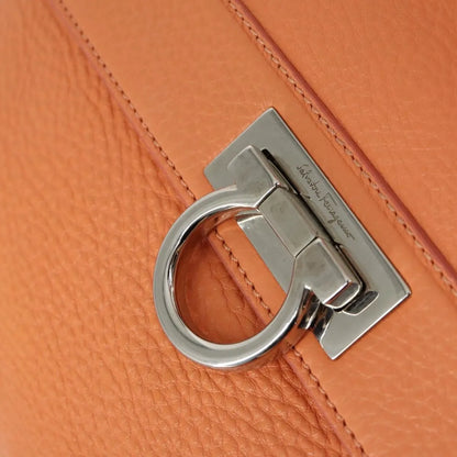 Salvatore Ferragamo Sofia Satchel Grainy Leather, Orange, Leather, Handbag