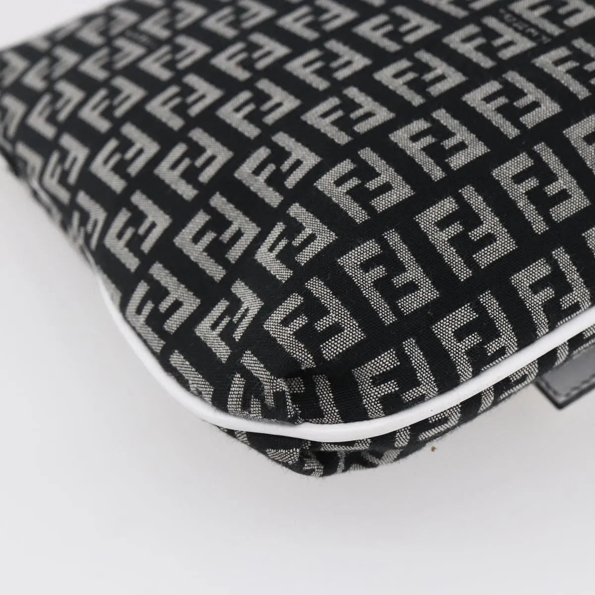 Fendi Vintage Flap Zucchino Canvas, Black, Canvas, Shoulder Bag