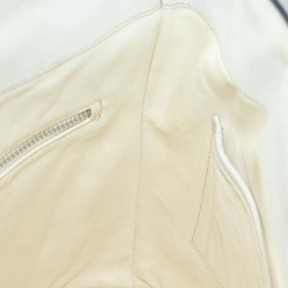 Celine Vintage Circle Logo Leather, White, Leather, Shoulder Bag