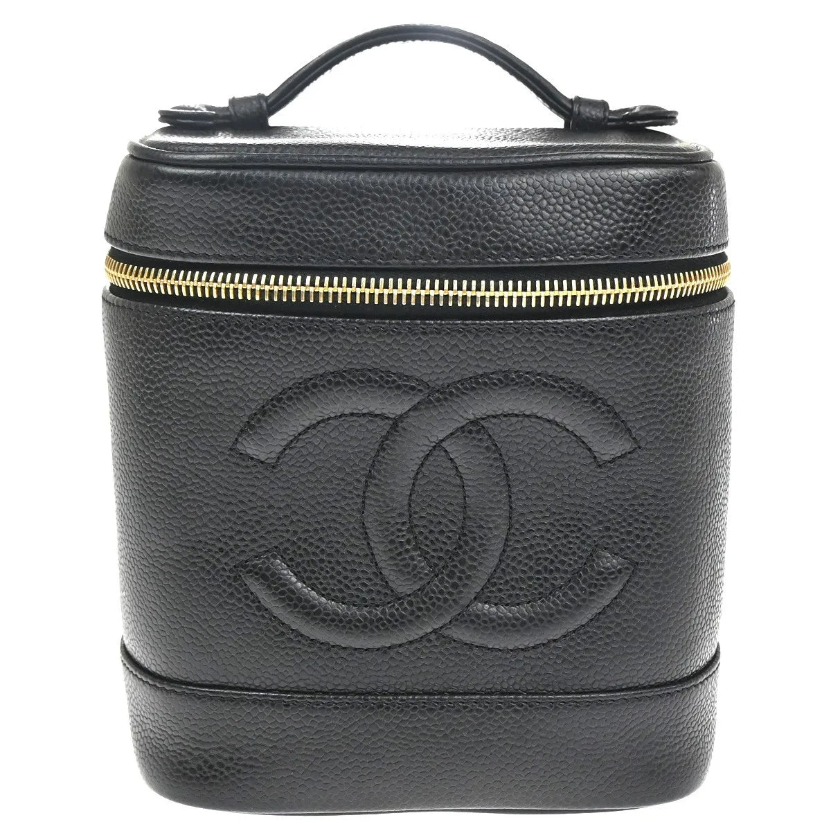 Chanel Vintage Timeless Cosmetic Case Caviar, Black, Leather, Handbag