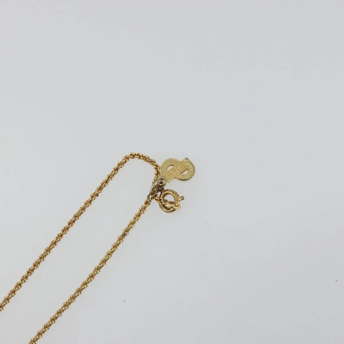 Christian Dior CD Round Pendant Metal, Gold, Metal, Necklace