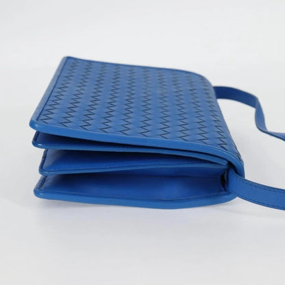 Bottega Veneta Double Compartment Flap Intrecciato Nappa, Blue, Leather, Shoulder Bag