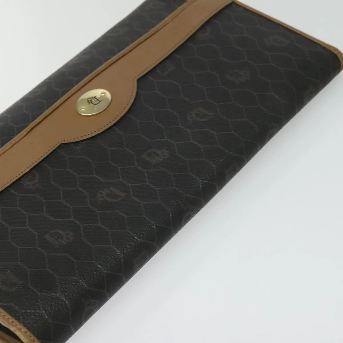 Christian Dior Vintage Honeycomb chain Canvas, Black, Canvas, Shoulder Bag