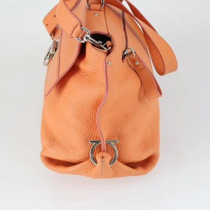 Salvatore Ferragamo Sofia Satchel Grainy Leather, Orange, Leather, Handbag