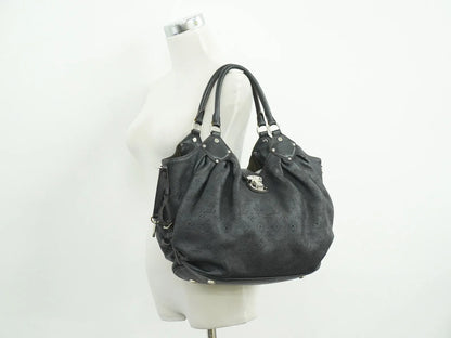 Louis Vuitton L Hobo Mahina Leather, Black, Leather, Shoulder Bag