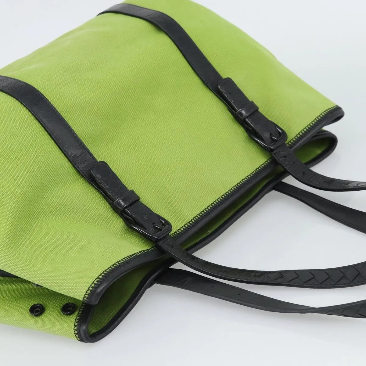 Bottega Veneta Vintage Canvas, Green, Canvas, Tote Bag