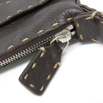 Fendi Vintage Selleria Zip Messenger Leather, Brown, Leather, Shoulder Bag