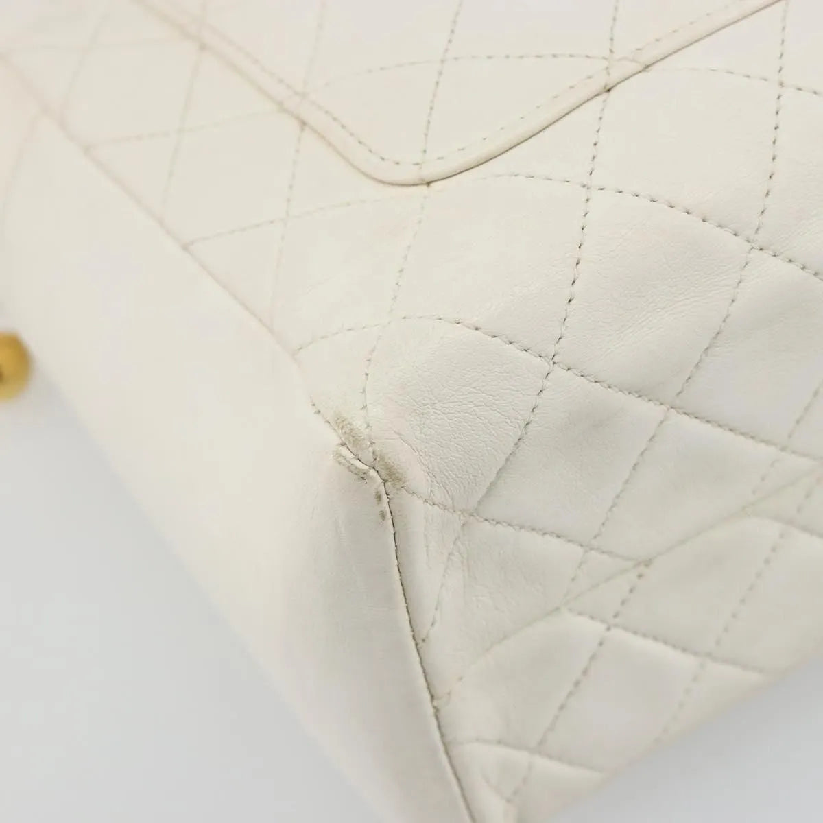 Chanel CC handbag Leather, White, Canvas, Handbag