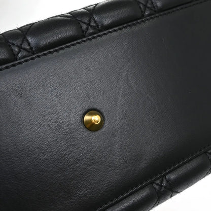Christian Dior Vintage Lady Dior Cannage Quilt Lambskin, Black, Leather, Handbag