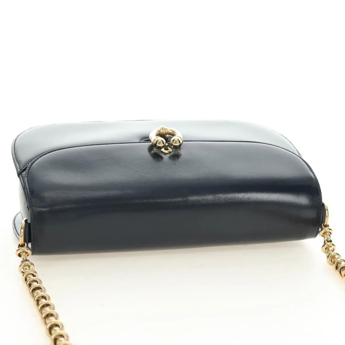Gucci Chain Flap Leather, Navy, Leather, Shoulder Bag