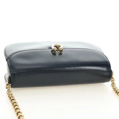 Gucci Chain Flap Leather, Navy, Leather, Shoulder Bag