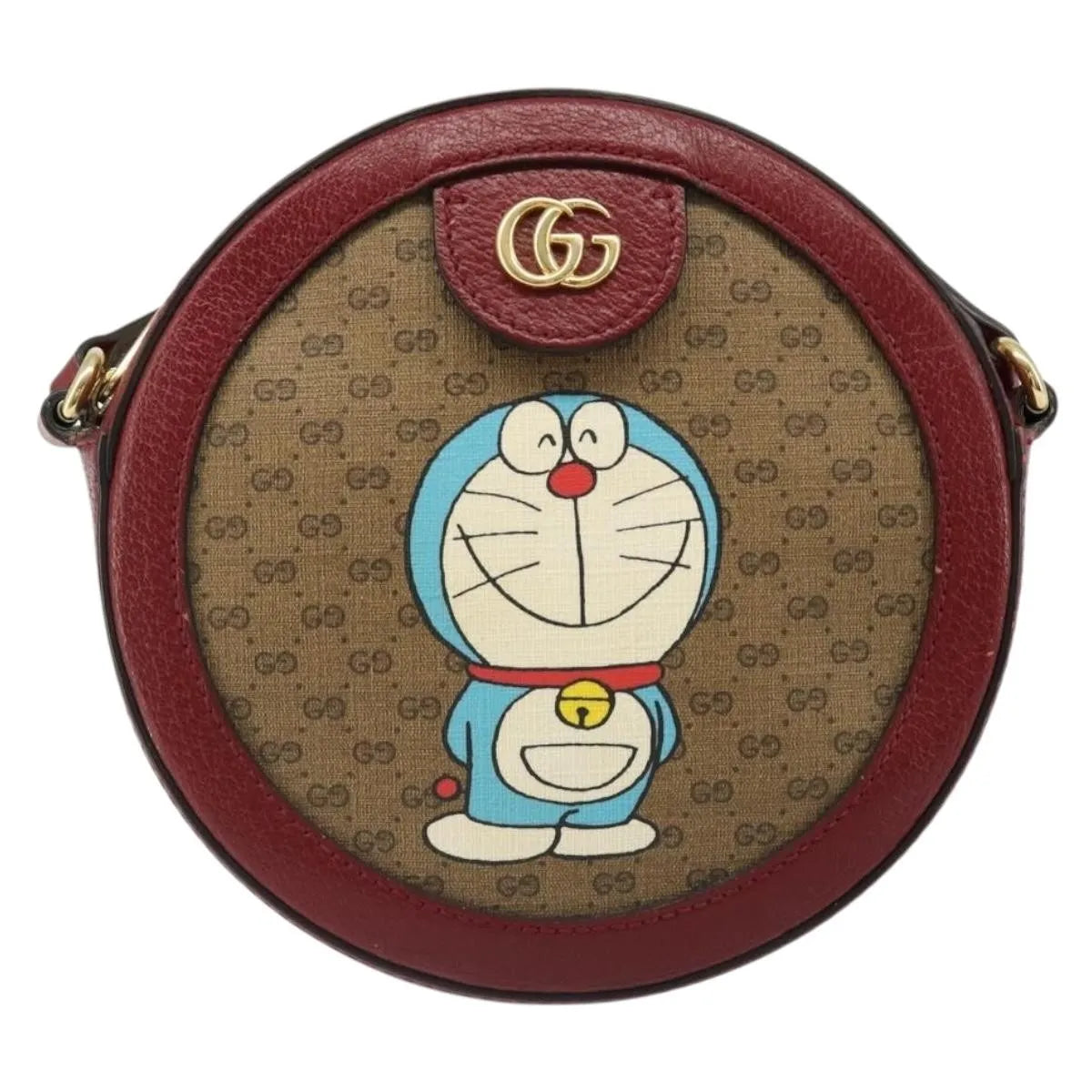Gucci Doraemon Round Printed Mini GG Coated Canvas, Beige, Canvas, Shoulder Bag